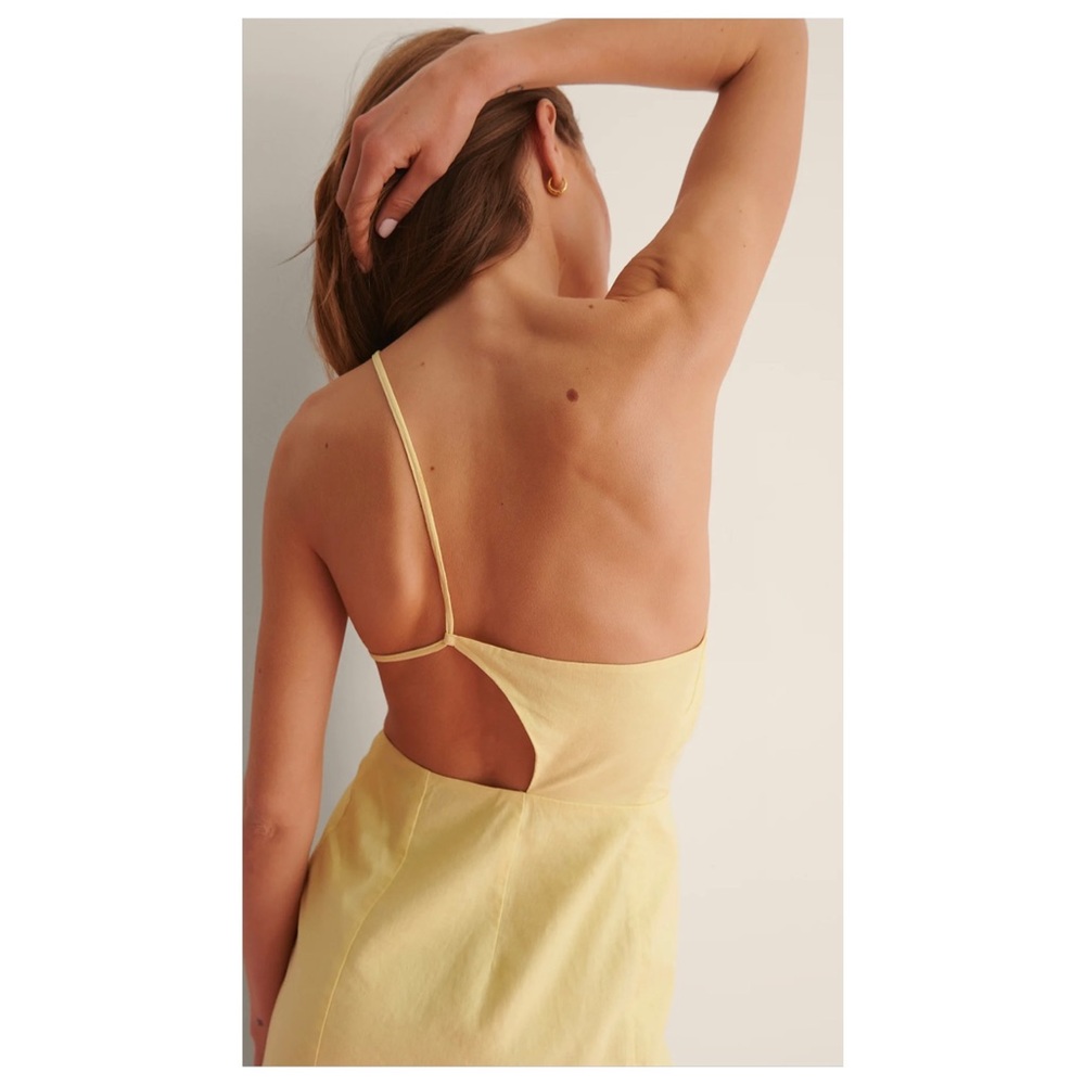 NA-KD Linen Yellow Mini Dress | Size 36 (US - Small) - Picture 4 of 16
